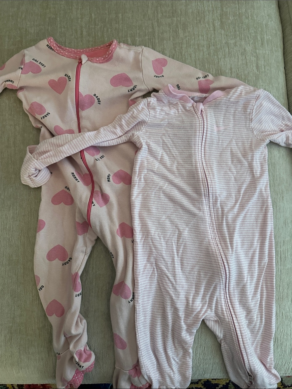 The Children's Place Pink Heart & Striped Zip Footed One-Pieces (2-Pack)